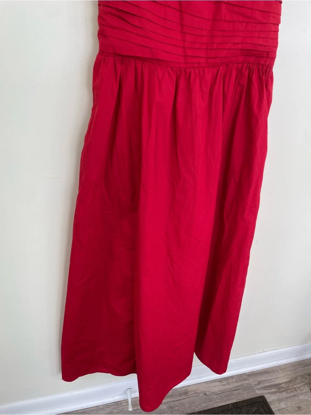 Abercrombie & Fitch Emerson Tie Strap Maxi Dress Red Salsa L Large Cotton Blend
